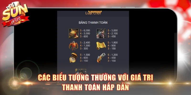 Các biểu tượng thưởng với giá trị thanh toán hấp dẫn