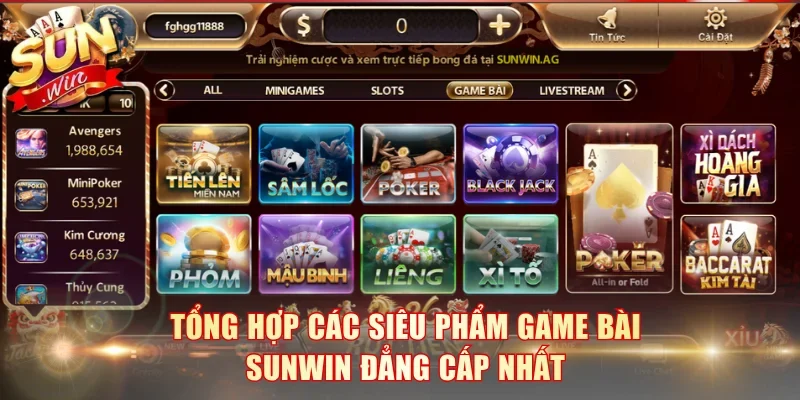 Tổng hợp các siêu phẩm game bài SunWin đẳng cấp nhất